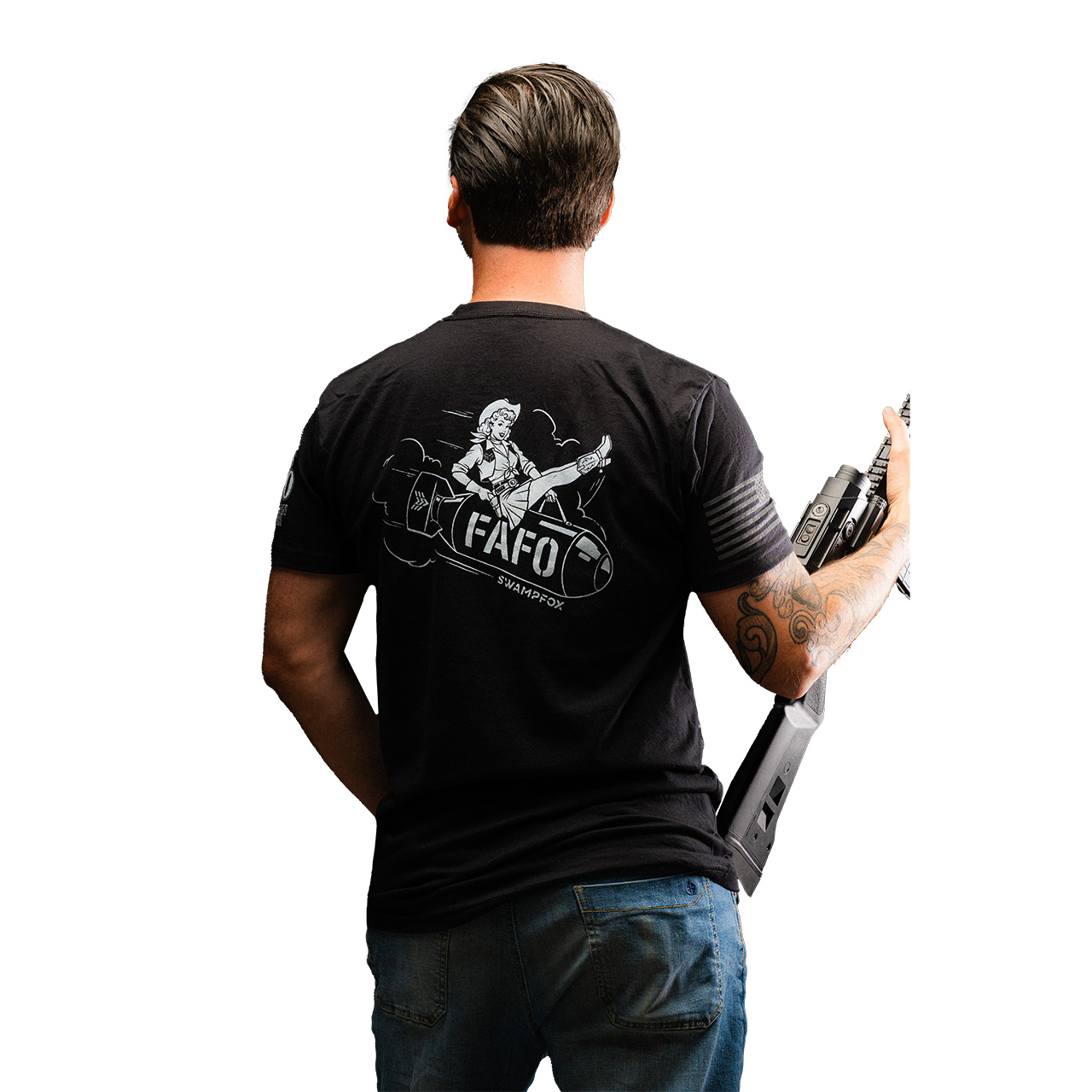 FAFO Rodeo T-Shirt - model wearing rodeo design